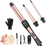 JAETON 3 in 1 Curling Wand Iron, Hair Curling Wand Set Include 0.75-1"Conical Curling Iron, 1.25"Large and 0.35"Thin Curling Wand Interchangeable Ceramic Barrel Hair Curler Set for Short & Long Hair…