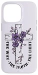 Coque pour iPhone 14 Pro Max Le chemin de la vérité, la lumière florale, la croix de la foi chrétienne