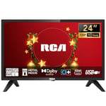 RCA Téléviseur 24 Pouces (60 cm) LED HD Petite Télévision pour Chambre Cuisine avec Triple Tuner (DVB-T/T2-C-S/S2), HDMI, VGA, Lecteur Multimédia USB, CI+, Modèle Hôtel, 220 Volts