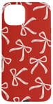 iPhone 15 Plus Coquette Aesthetic Pink Bows on Red Pattern Ribbons Case