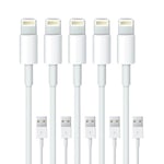 5-pack - Lightning laddkabel iPhone 13/12/11/ Xs/Max/X/8/7/6/5SE