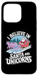 iPhone 15 Pro Max I believe in Santa and unicorns funny Santa xmas pajamas Case