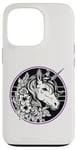 iPhone 13 Pro Unicorn in Black White Purple Hibiscus Roses Champion Wreath Case