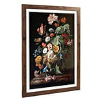 Big Box Art Framed Print of Willem Van Aelst Still Life Flowers 2 Design | Wall Art Picture | Home Decor for Kitchen, Living Room, Bedroom, Hallway, Walnut, A2 / 24.5x18 Inch / 62x45cm