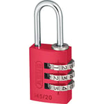 ABUS combination lock 145/20 red - Luggage lock, locker lock and much more. - Aluminium padlock - individually adjustable numerical code - ABUS security level 3