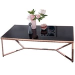 WOHNLING Plaque de Verre de Table Basse Design cuivre Noir/Cadre 120 x 60 x 40 cm | Miroir Table Basse Table Basse Moderne | Table Table Basse en Verre Table de Salon carré