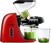 Fretta Smart Cold Press Juicer Machines, Automatic Reverse Function, Dual Speed Mode, 200W Slow Juicers, Easy Clean, 75MM Opening, red