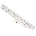 Pro Elec PL15644 2 m 6 Gang 2 USB Surge Protected Extension Lead - White