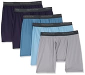 Fruit of the Loom Men's Micro Stretch Boxer Briefs, Designed to Move with You, Lightweight & Moisture Wicking, 5 Pack-Green/Navy/Grey, L (Pack of 5)