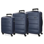 Roll Road Flex Set de Bagages Bleu 55/65/75 cms Rigide ABS Serrure à combinaison 182L 4 roues Bagage à main