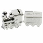 MY FIRST TOOTH & CURL TRAIN WITH MONEY BOX - SILVER PLATED BABY CHRISTENING GIFT