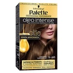 Schwarzkopf, Palette Oleo Intense, coloration permanente avec huile, coloration pour cheveux, crème colorante sans ammoniaque, couverture des cheveux blancs, tonalité 5-60 châtain caramel