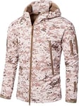 VADOOLL veste tactique pour hommes Softshell polaire à capuche manteau d'extérieur chaud veste d'hiver militaire Softshell veste tactique (Desert Camo,L)