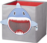 LOVE IT STORE IT - Cube De Rangement - En Tissu Ultra Résistant - Pliable - Renforcement Carton - Pour Chambre Enfant - Compatible Étagère Cube Kallax - 33x33x33cm - Gris Motif Requin
