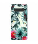 Coque Galaxy S10e perroquet palmier exotique tropical fleur rose