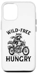 Coque pour iPhone 13 Wild Free Hungry Racoon Moto Rider Biker Raton laveur