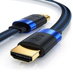 8k HDMI Cable 2.1 - Flat Ribbon Cable Ultra High Speed II - with Ethernet - 3 m (metres) - 8K UHD II - 3D TV - eARC - HDR10+ - 4320 p - 120 Hz with DSC - 7680 x 4320 - Fabric Coating - Installation