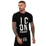 Dsquared2 Mens Icon Print T-Shirt in Black Cotton - Size X-Large