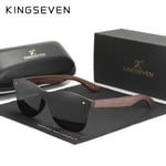 KINGSEVEN Natural Bamboo svärtade solglasögon Polariserade damer för män Eleganta handgjorda träglasögon Oculos Black Original