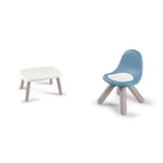 Smoby - Kid Table - Mobilier pour Enfant - Dès 18 Mois - Intérieur et Extérieur - Blanc - 880405 & Kid Chaise - Mobilier pour Enfant - Dès 18 Mois - Intérieur et Extérieur - Bleu Orage - 880108