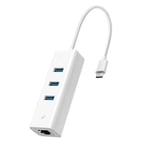 TP-Link UE330C Hub Adaptateur USB C vers USB 3.0 Ethernet, Adaptateur Ethernet USB C Gigabit avec 3 Ports USB 3.0, Brancher et Utiliser, Compatible avec Windows, Mac, Linux, iPad