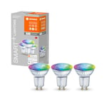 LEDVANCE Lampe à réflecteur LED intelligente avec technologie WiFi, base GU10, couleur de la lumière variable (2700-6500K), couleurs RVB variables, dimmable, remplacement 32W, SMART+ SPOT RVB,lot de 3