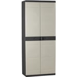 Armoire haute avec étagères - PLASTIKEN - Titanium - 70 x 44 x 176 cm - Beige et Noir