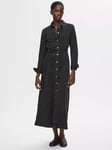 SELECTED FEMME Roby Organic Cotton Blend Shirt Dress, Black