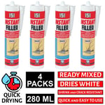 4x Instant Wall Filler Crack Resistant Cartridge Dries White Sandable Gun 280ML