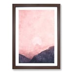 Big Box Art Moon Behind The Mountains Painting Framed Wall Art Picture Print Ready to Hang, Walnut A2 (62 x 45 cm)