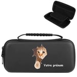 Etui pochette Switch LITE noir personnalisee prenom chat pelotte cat