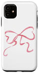 iPhone 11 Coquette Pink Ribbon Bow Cute Heart Shape Soft Girl Case