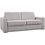 Canapé convertible 2-3 places excellence 120 cm sommier lattes matelas memory 18 cm inclus velours gris silver