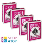 4 bicycle Fuchsia Rose Cavalier Arrière Standard Jouer Cartes Jeu Magie USA Neuf