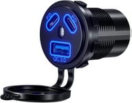 Thlevel Type C USB Car Charger Socket Dual Port Type C Fast Charger Socket Power