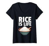 Womens Cute Rice Design For Men Women White Food Cooker Rice Lover V-Neck T-Shirt