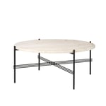 Gubi - TS Travertine Coffee Table Ø 80, Base Black, Top White Travertine - Soffbord - GamFratesi