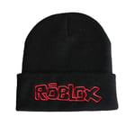 Unisex Roblox-broderad Stretch-mössa, Varm Vintermössa för Skidåkning, Stickad Mössa med Bokstäver, Studentmössa i Ull, Svart Black