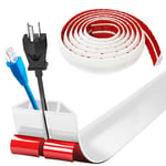 Bocguy Cache Cable Sol, Petit Canal de Câble Flexible, 5M x 4cm Goulotte Passe Cable Sol Silicone, Cache Fil Électrique Sol Auto-Adhésif pour Tous Les Câbles (Blanc - Côtés Trapézoïdaux)