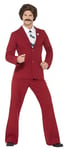 Smiffys Men's Anchorman Ron Burgundy Costume, Suit, Moustache, Mock Shirt & Tie,