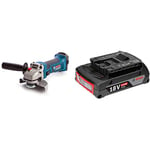 Bosch Professional GWS 18-125 V-LI Cordless Angle Grinder + Bosch Professional GBA 2.0 Ah CoolPack Lithium-Ion Battery (18V)