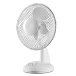 Daewoo 9 Inch Desk Fan, With Oscillation, Tilt Up And Down, 2 Speeds, 3 Blades, Non Tilt Base, Cooling For Bedrooms, Offices And More, White