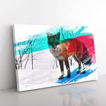 Big Box Art Red Fox in Winter Forest (2) V2 Canvas Wall Art Print Ready to Hang Picture, 76 x 50 cm (30 x 20 Inch), Multi-Coloured