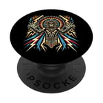 Aztec Warrior Mask Ancient Civilization Mexican Heritage PopSockets PopGrip Adhésif