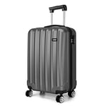 Kono Valise de Voyage 55×35×20cm Rigide ABS Cabine à Main 4 roulettes Petite Valises, Gris