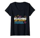 Womens Teacher Summer, Beaching Not Teaching, Teacher Vacation V-Neck T-Shirt