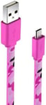 Micro USB Cable 1m Charger Data Sync Flat For Samsung Android Phones Pink