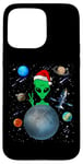 Coque pour iPhone 15 Pro Max Christmas Alien Santa Peace Hand In Space Santa Hat Xmas