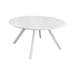 PROLOISIRS Table de jardin ronde Seven en aluminium - blanc 150 cm