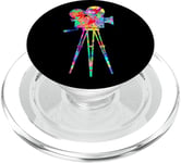 Caméra vidéo Arc-en-ciel Art Splatter Film Lover Design PopSockets PopGrip pour MagSafe